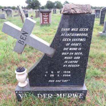 MERWE Ben, van der 1938-2004