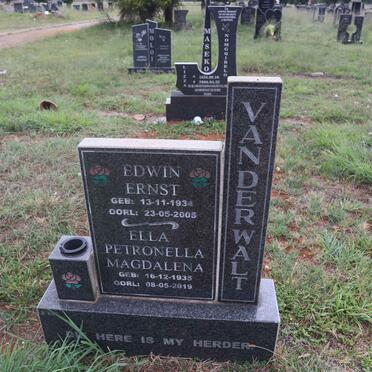 WALT Edwin Ernst, van der 1934-2005 & Ella Petronella Magdalena 1935-2019