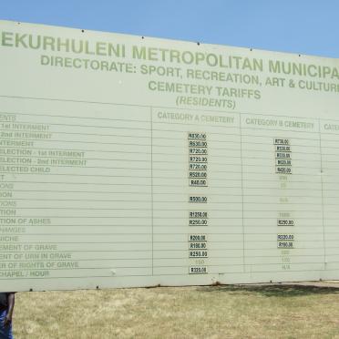 2. Plaque at the entrance at the new cemetery in Springs