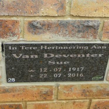 DEVENTER Sue, van 1917-2016