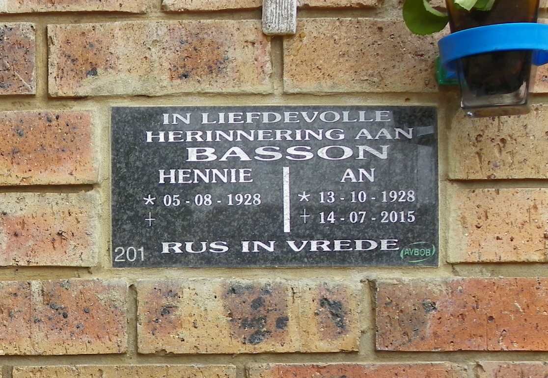 BASSON Hennie 1928- &amp; An 1928-2015