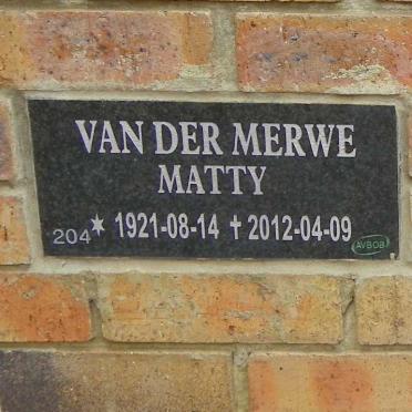 MERWE Matty, van der 1921-2012