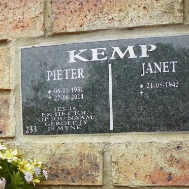 KEMP Pieter 1931-2014 &amp; Janet 1942-