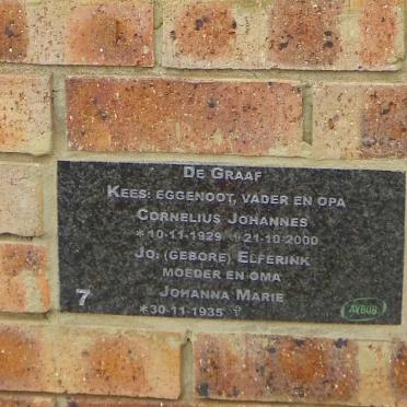 GRAAF Cornelius Johannes, de 1929-2000 &amp; Johanna Marie ELFERINK 1935-