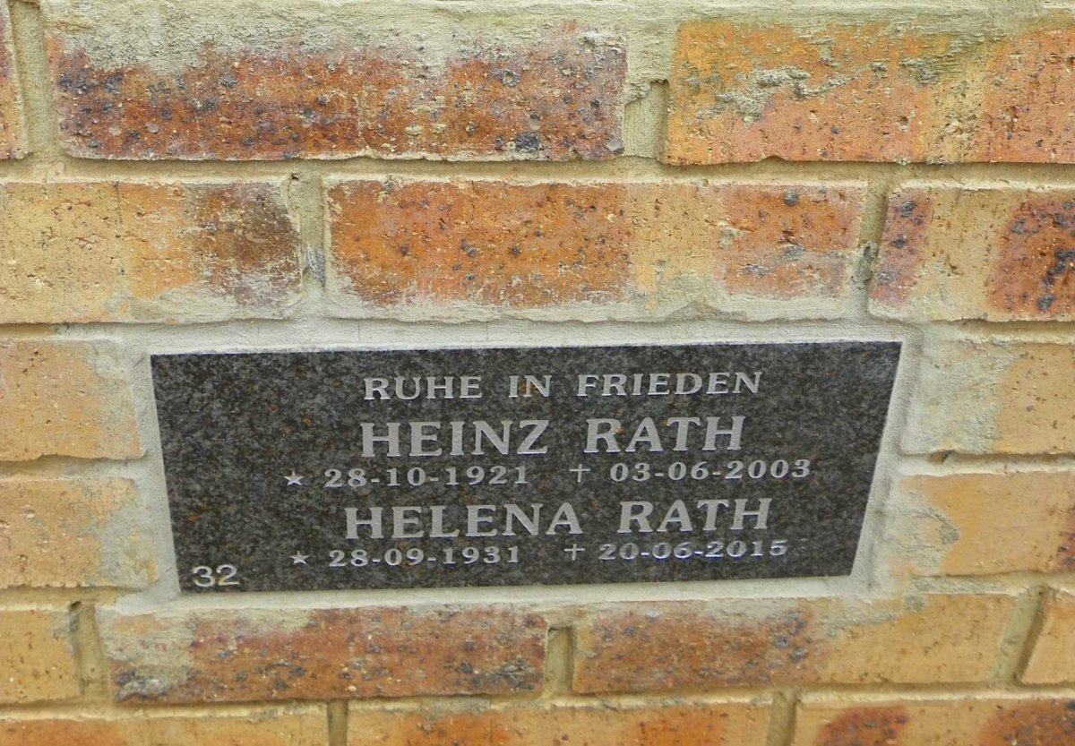 RATH Heinz 1921-2009 &amp; Helena 1931-2015