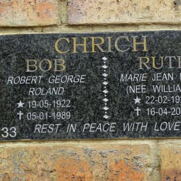 CHRICH Robert George Roland 1922-1989 &amp; Marie Jean Ruth WILLIAMS 1924-2003
