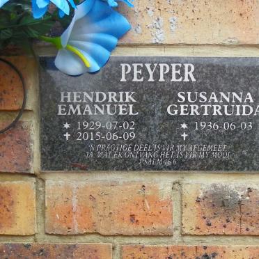 PEYPER Hendrik Emanuel 1929-2015 &amp; Susanna Gertruida 1936-