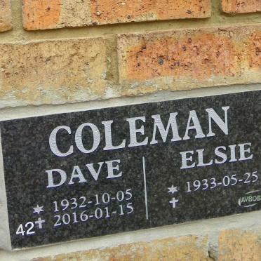 COLEMAN Dave 1932-2016 &amp; Elsie 1933-
