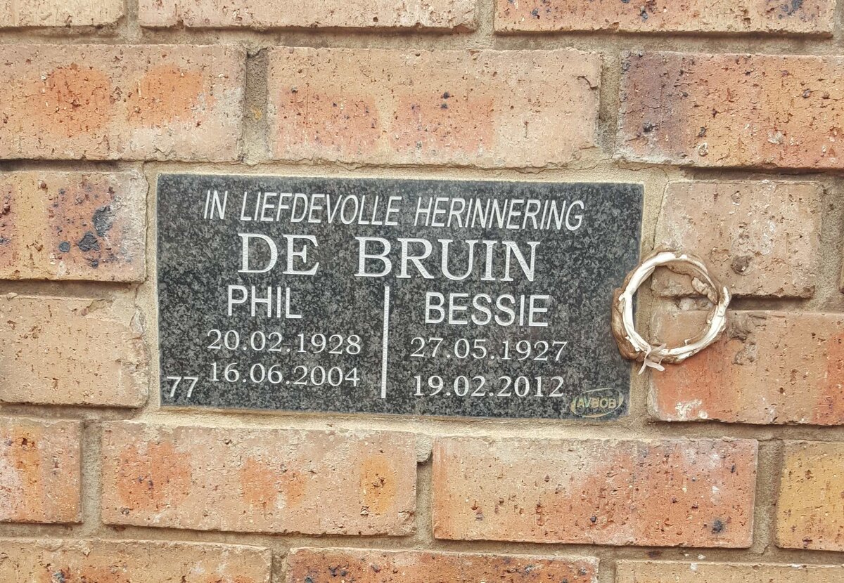 BRUIN Phil, de 1928-2004 &amp; Bessie 1927-2012