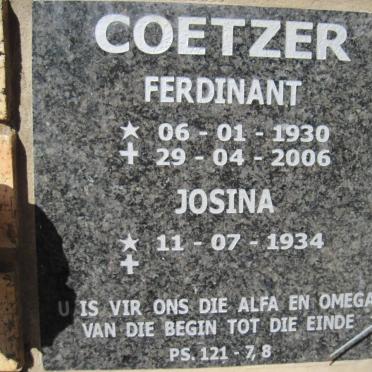 COETZER Ferdinant 1930-2006 &amp; Josina 1934-