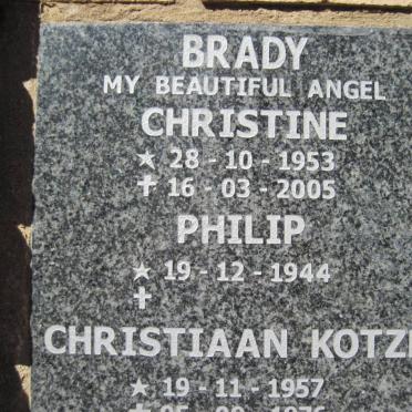 BRADY Philip 1944- &amp; Christine 1953-2005 :: KOTZE Christiaan 1957-1976