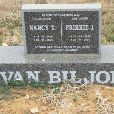 BILJON  &amp; Frikkie J., van 1926-2002 &amp; Nancy T. 1936-2005