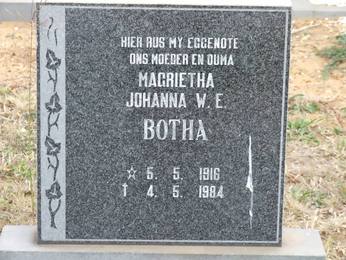 BOTHA Margrietha Johanna W.E. 1916-1984