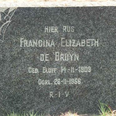 BRUYN Francina Elizabeth, de nee ELOFF 1909-1956