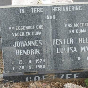 COETZEE Johannes Hendrik 1924-1990 &amp; Hester Helena Louisa Maria 1933-