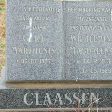 CLAASSEN Gert Marthunis 1907- &amp; Wilhelmina Magdalena 1913-1989