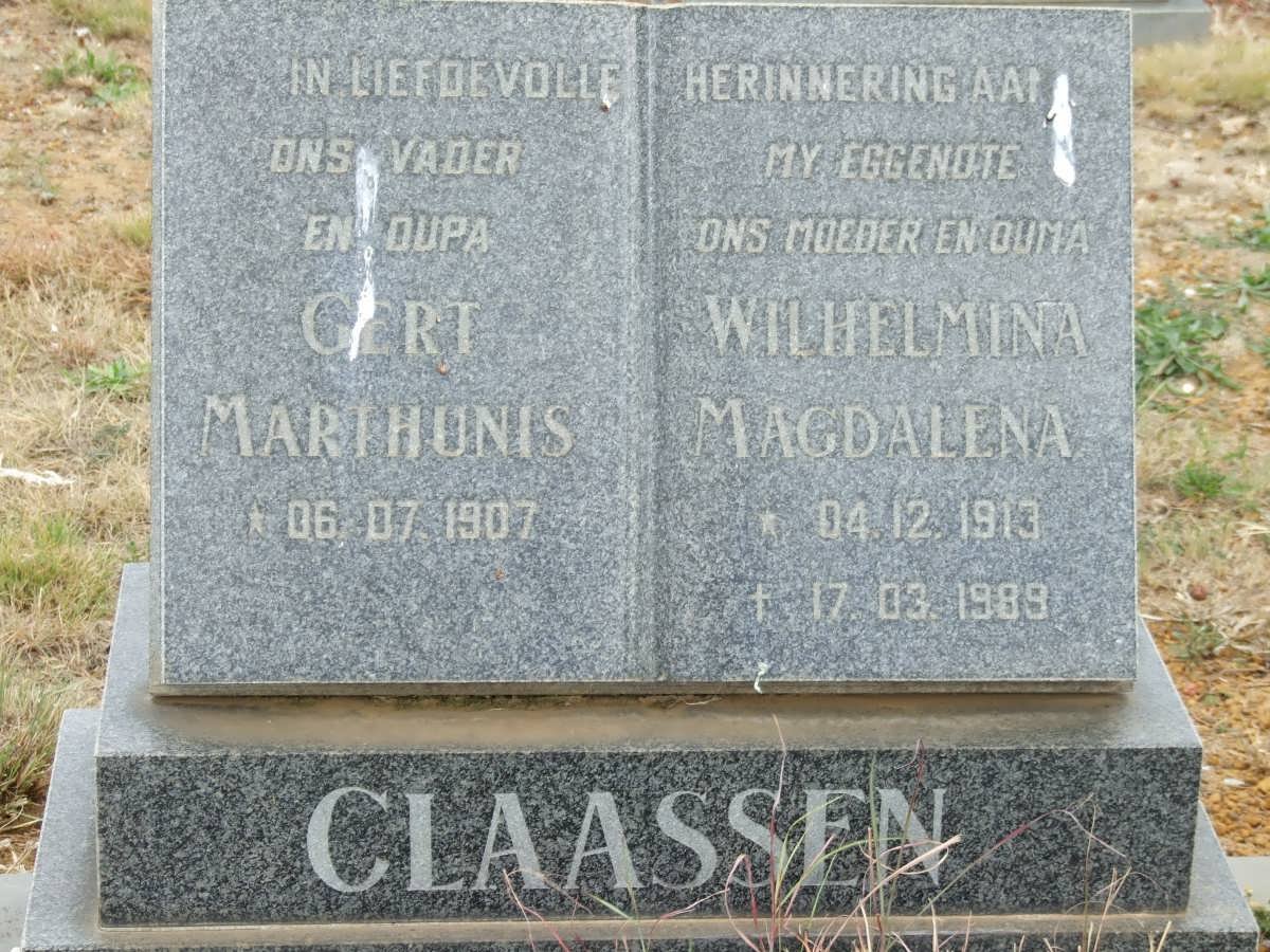 CLAASSEN Gert Marthunis 1907- &amp; Wilhelmina Magdalena 1913-1989