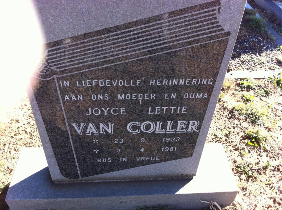 COLLER Joyce Lettie, van 1933-1981