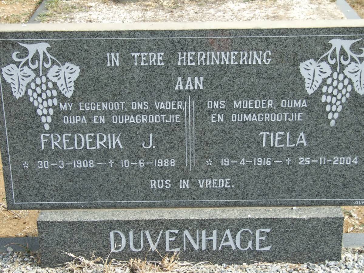 DUVENHAGE Frederik J. 1908-1988 &amp; Tiela 1916-2004