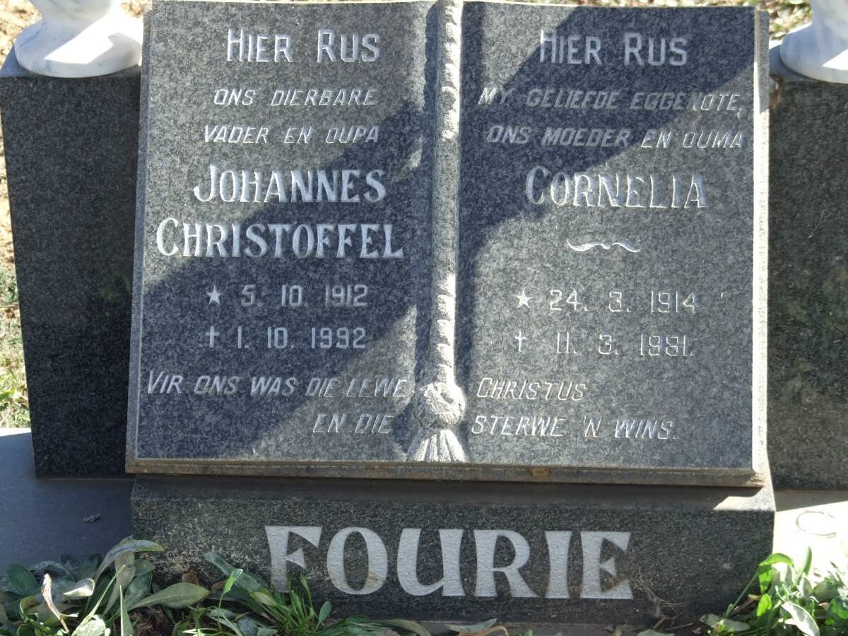 FOURIE Johannes Christoffel 1912-1992 &amp; Cornelia 1914-1981