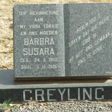GREYLING Barbra Susara 1952-1986