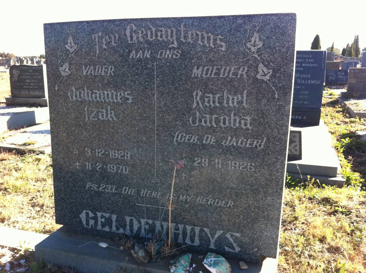 GELDENHUYS Johannes Izak 1929-1970 &amp; Rachel Jacoba De JAGER 1926-