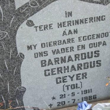 GEYER Barnardus Gerhardus 1911-1986