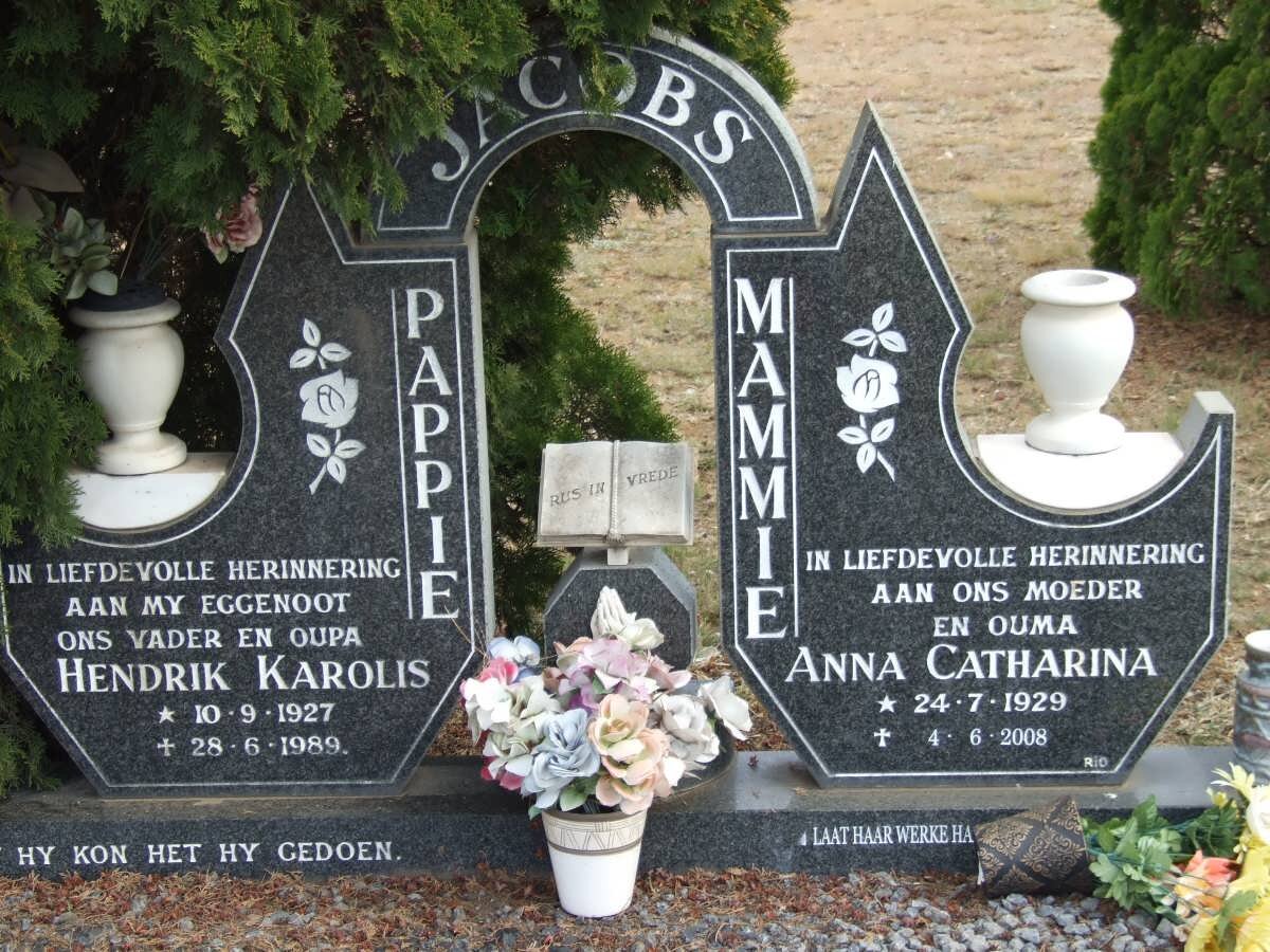 JACOBS Hendrik Karolis 1927-1989 &amp; Anna Catharina 1929-2008