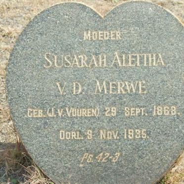 MERWE Hendrik Jacobus, v.d. 1874-1956 &amp; Susarah Alettha J.V. VUUREN 1868-1935