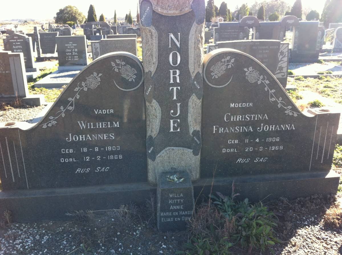 NORTJE Wilhelm Johannes 1903-1969 &amp; Christina Fransina Johanna 1906-1969