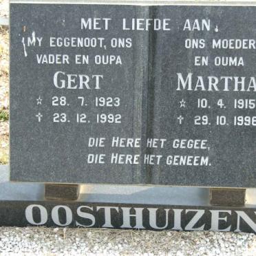 OOSTHUIZEN Gert 1923-1992 &amp; Martha 1915-1996
