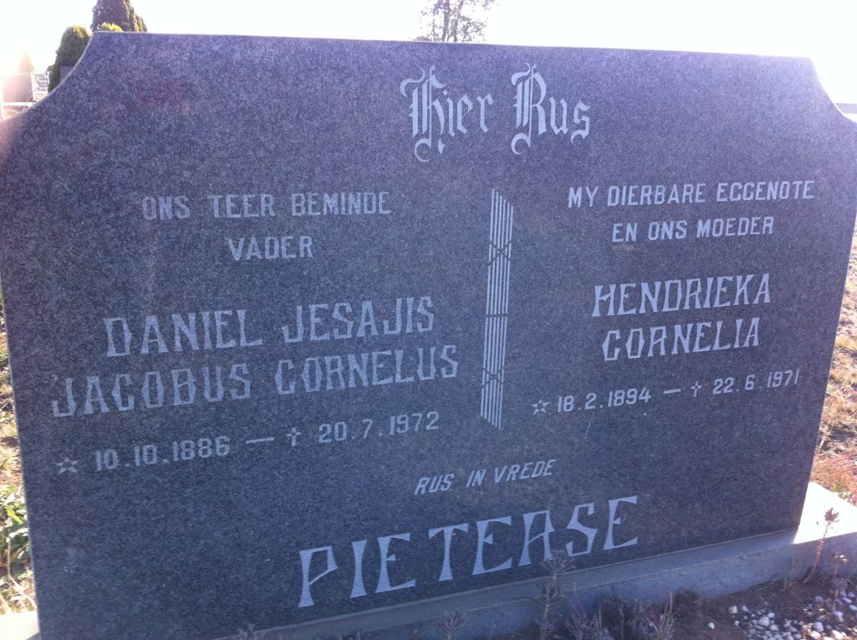 PIETERSE Daniel Jesajis Jacobus Cornelus 1886-1972 &amp; Hendrieka Cornelia 1894-1971