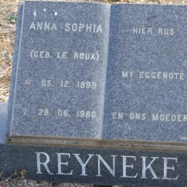 REYNEKE Anna Sophia nee LE ROUX 1899-1980