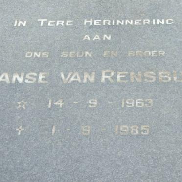 RENSBURG Derek, Janse van 1963-1985
