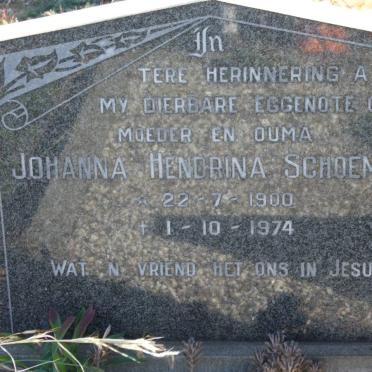 SCHOEMAN Johanna Hendrina 1900-1974