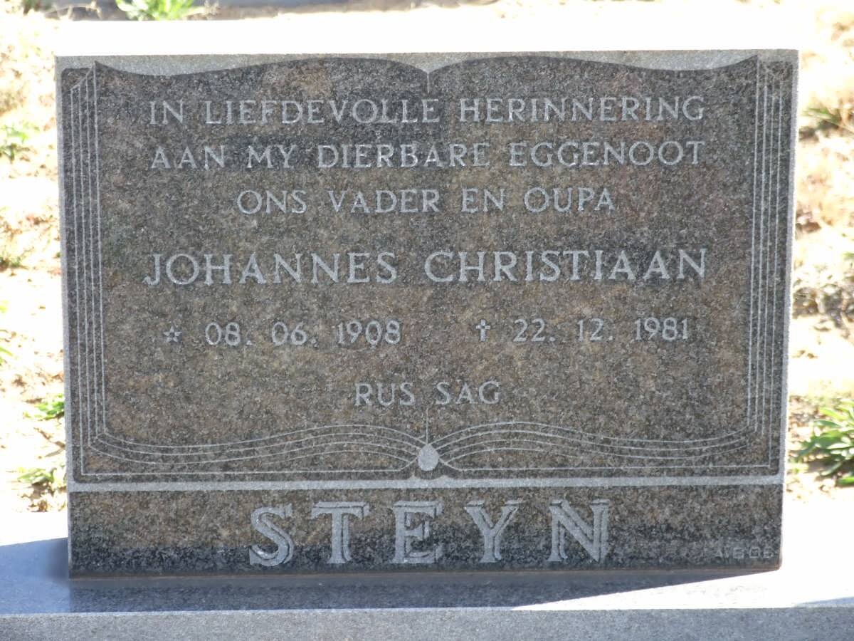 STEYN Johannes Christiaan 1908-1981