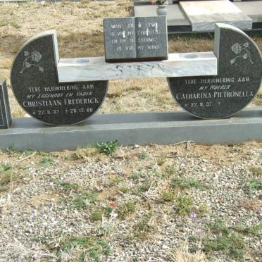STEYN Christiaan Frederick 1937-1986 &amp; Catharina Pietronella 1937-