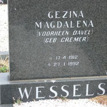 WESSELS Gezina Magdalena voorheen DAVEL nee CREMER 1912-1992 
