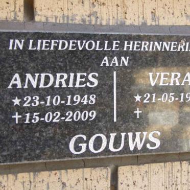 GOUWS Andries 1948-2009 &amp; Vera 1952-