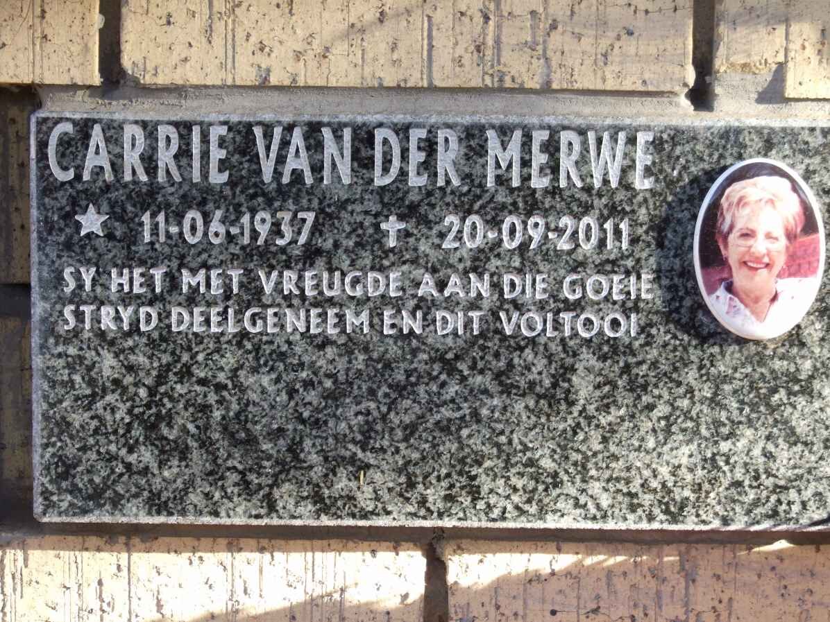 MERWE Carrie, van der 1937-2011