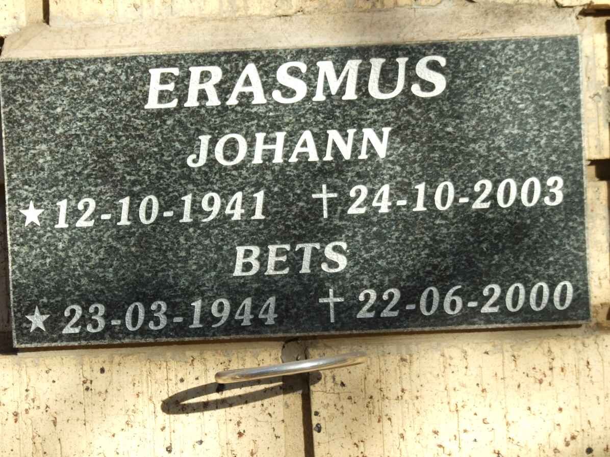 ERASMUS Johann 1941-2003 &amp; Bets 1944-2000