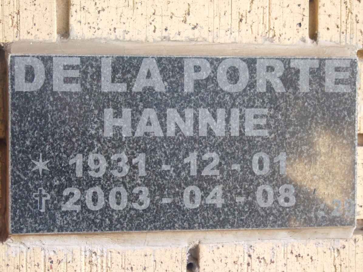 PORTE Hannie, de la 1931-2003