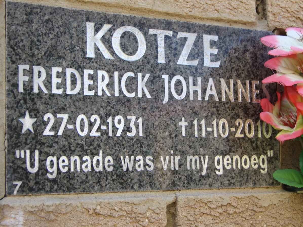 KOTZE Frederick Johannes 1931-2010