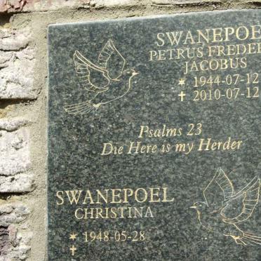 SWANEPOEL Petrus Frederik Jacobus 1944-2010 &amp; Christina 1948-
