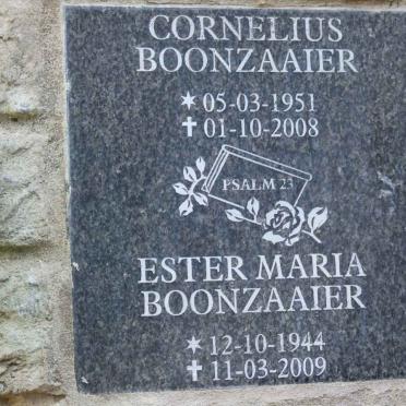 BOONZAAIER Cornelius 1951-2008 &amp; Ester Maria 1944-2009