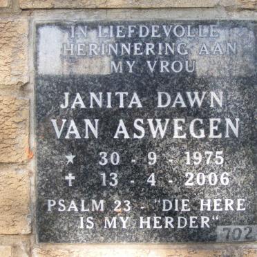 ASWEGEN Janita Dawn, van 1975-2006