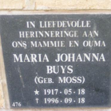 BUYS Maria Johanna nee MOSS 1917-1996