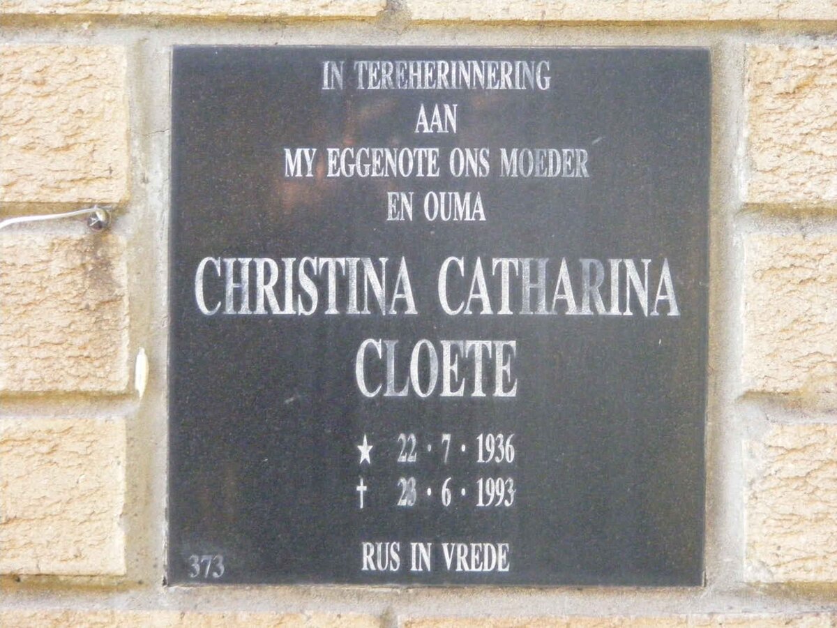 CLOETE Christina Catharina 1936-1993
