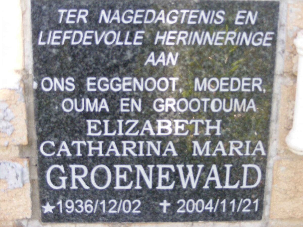 GROENEWALD Elizabeth Catharina Maria 1936-2004