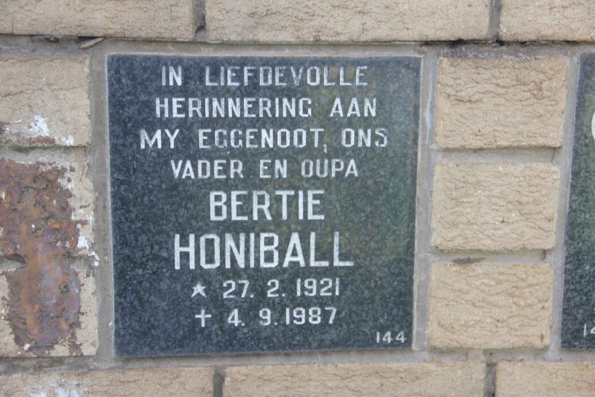HONIBALL Bertie 1921-1987